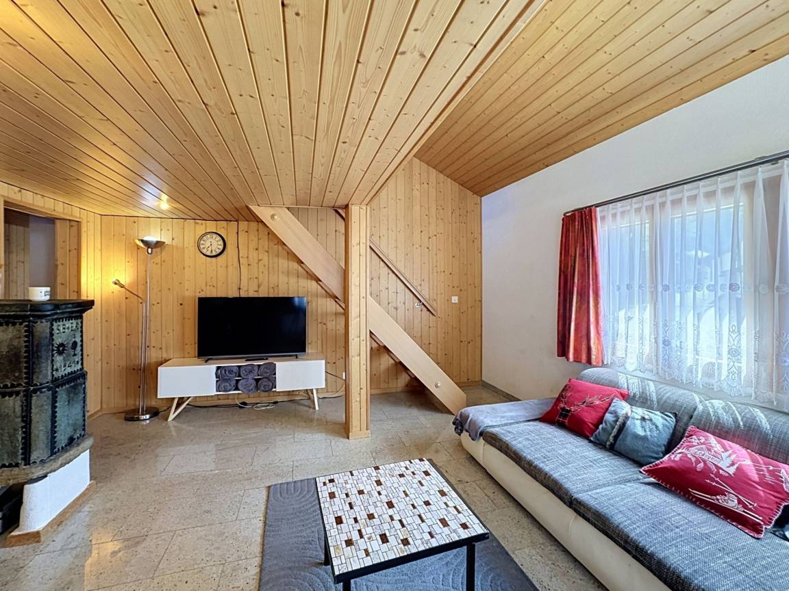Le salon avec son poêle scandinave décoratif